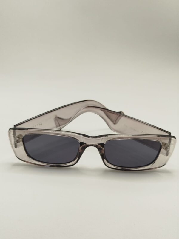 Óculos Solar Acetato Cinza Liso Transparente Pequena Retangular Ref.1211436264
