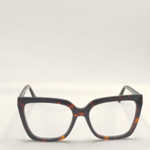 Armação Acetato Liso Quadrado Rajado Preto Com Marrom Ref.12102833315518140