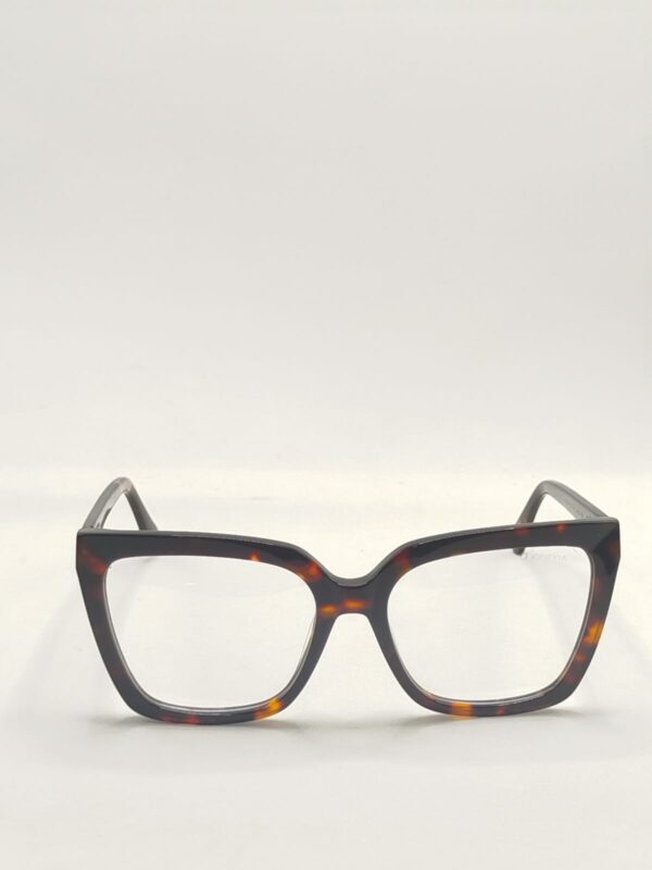 Armação Acetato Liso Quadrado Rajado Preto Com Marrom Ref.12102833315518140