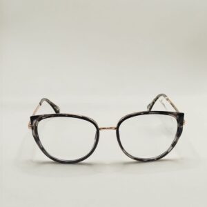 Armação Acetato Com Metal Prata Gatinho Rajada Preto Com Nude Branco Grande Ref.2209436331A5616145