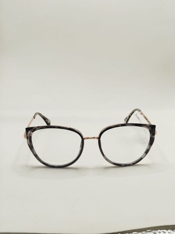 Armação Acetato Com Metal Prata Gatinho Rajada Preto Com Nude Branco Grande Ref.2209436331A5616145
