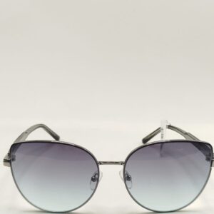 Óculos Solar Aço Gatinho Prata Lente Cinza Claro Arte Preta Médio