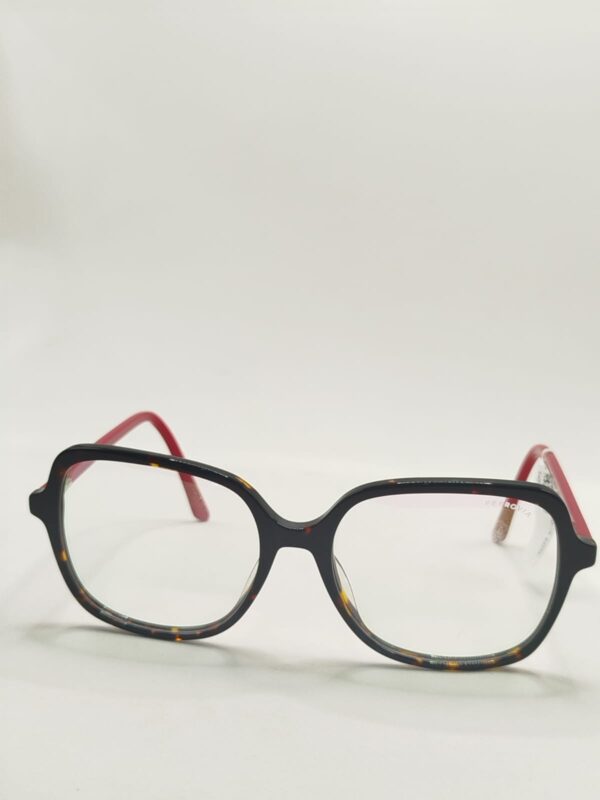 Armação Acetato Rajada Quadrado Com Roxo E Marron Com Arte Vermelho Médio
