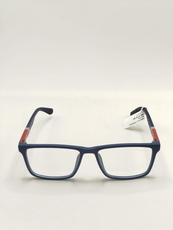 Armação Acetato Fosco Azul Com Detalhe Vermelho na Arte