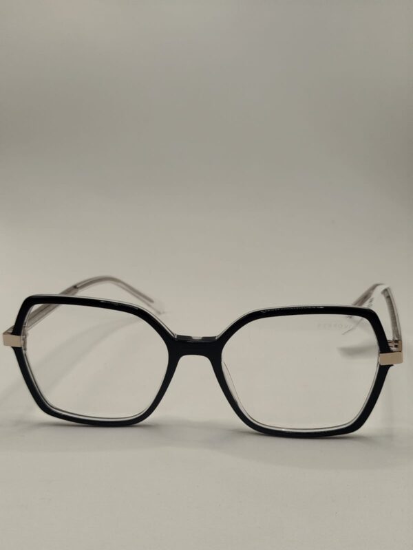 Armação Acetato Quadrado Preto Com Arte Cinza Transparente Brilho