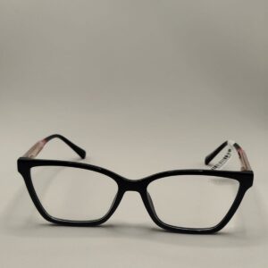 Armação Acetato Quadrado Preto Liso Com Arte Transparente e detalhe Vermelho. Rf. 5204 580493A 5516 147 C1