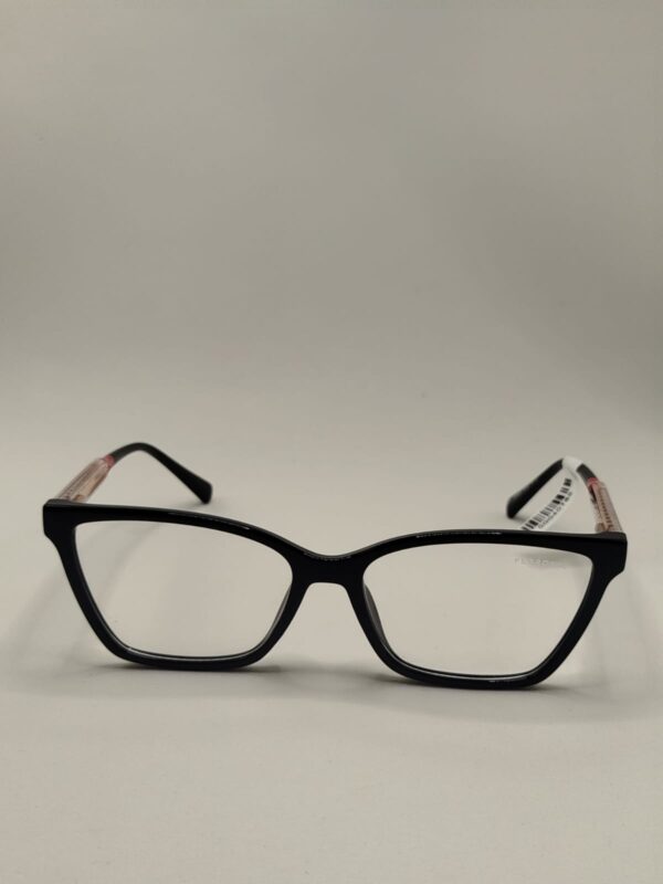 Armação Acetato Quadrado Preto Liso Com Arte Transparente e detalhe Vermelho. Rf. 5204 580493A 5516 147 C1