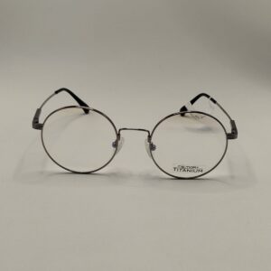 Armação Metal Oval Aço Prata Com Arte Preto Titanium Arte Preto Unissex Ref.42096428864919140C5
