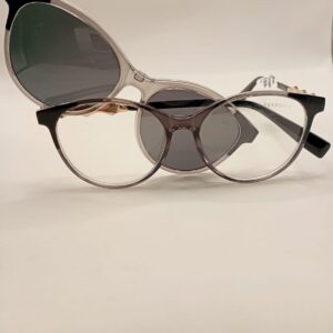 Armação CLIPON OVAL NUDE CINZA TRANSPARENTE ARTE ACETATO PRETO COM CINZA COM ZIG ZAG REF:CLIPON/POLARIZED525805895217140