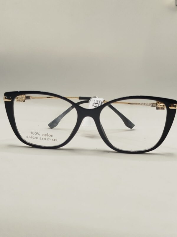 Armação ACETATO PRETO LISO QUADRADO GATINHO SENHORA DETALHE BRILHO NA LATERAL E PLACA COM BRILHO FERROVIA REF. 520858545A517142 C4