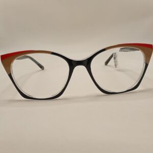 Armação ACETATO QUADRADA GATINHO LISO COM DETALHE NUDE E VERMELHO FERROVIA REF.5211580590A5219146 C3