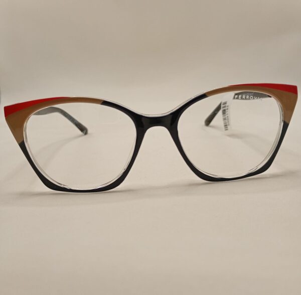 Armação ACETATO QUADRADA GATINHO LISO COM DETALHE NUDE E VERMELHO FERROVIA REF.5211580590A5219146 C3